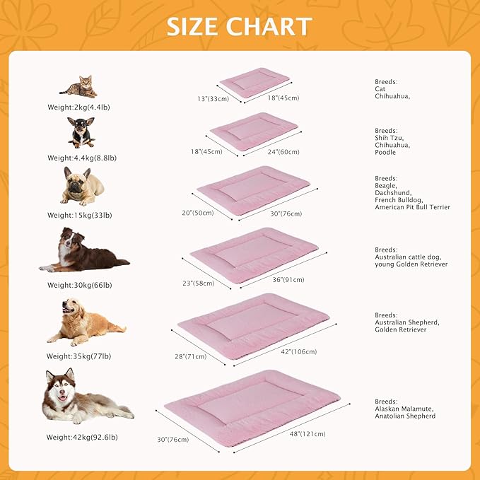 Reversible Dog Bed Mat with Plush and Corn Velvet,Soft Warm Pet Cushion, Dual Purpose Washable Sleeping Mattress Bed for Small Medium Large Dog and Cat XB004 (48"*30", Pink)
