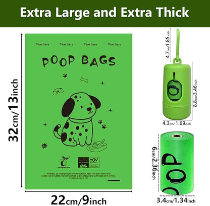 Dog Poop Bags Rolls-Biodegradable dog poop bags, Compostable Dog Waste Bags, ASTM D6400 & EN 13432 Compliant BPI Certified Pet Waste Bags. Earth Friendly 450 waste bag including dispenser