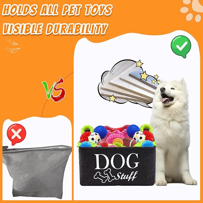 2-PACK Dog Toy Basket - Dog Toy Box for Small Dogs - Pet Dog Toy Storage Box - Personalized Dog Toy Basket for Puppies and Pets - Living Room Dog Toy Storage Box