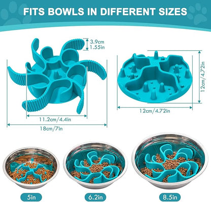 Slow Feeder Insert for Dog Bowl - 2PCS Anti-Bloat Silicone Mat with Super Suction, Slow Feeder Dog Bowls for Puppy Large Breed Dogs