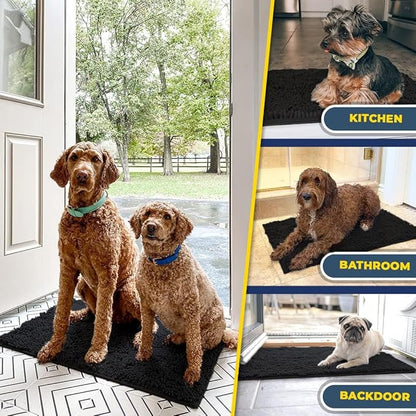 Muddy Mat® | Super Absorbent Door Mat Indoor, Microfiber Quick Dry Chenille Entryway Rug, Non-Slip Front Door Mat, Indoor Mats for Entryway, Machine Washable Pet Rug,-Black Runner 24"X60"
