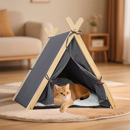 Cat Tent Multifunctional Dog Tent Washable & Portable Pet House for Indoor & Outdoor Use - Perfect for Cats & Small Dogs (Wheat Grain Color, Wheat Grain Color)