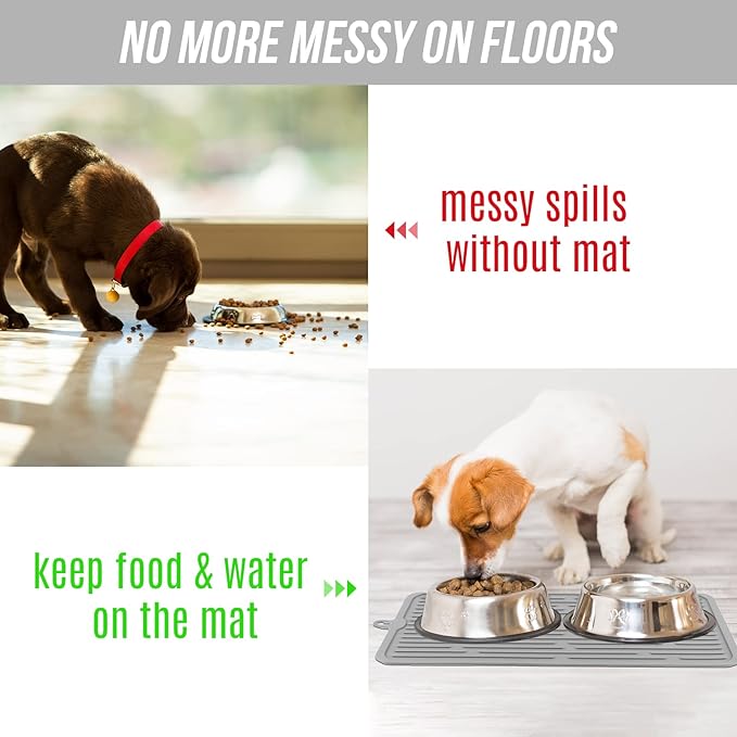 Pet Placemat for Dog and Cat,Mat for Prevent Food and Water Overflow,Portable and Foldable Mat,Suitable for Medium and Small Pet Placemat for Dog and Cat(Grey)