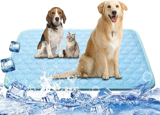 Upgraded Self-Cooling Mat for Dogs & Cats - Thicken, Washable, Non-Toxic, Foldable & Non-Slip Dog Cooling mat Pet Cooling Pad for Indoor, Outdoor, Car- Perfect for Summer (Blue, 28"*39"(Large))
