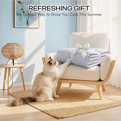 Luciphia Premium Cooling Dog Blanket Washable Q-MAX>0.5 Small Medium Large Pet Mat Puppy Cat Self-Cooling Soft Breathable Calming Throw for Sofa Crate Bed (Light Grey,40x60 inches)