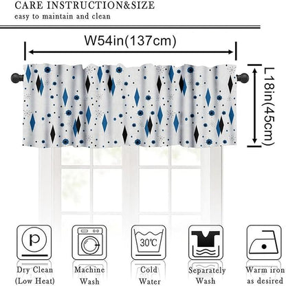 Mid Century Valance Curtains, Retro Atomic Starburst Vintage Modern Abstract Geometric Pattern 1950s Window Curtain Valance for Bedroom Living Room Kitchen 54x18inch