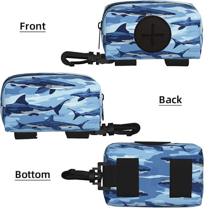 Dog Poop Bag Holder for Leashes - Lightweight Pet Waste Bags Dispenser Doggy Zippered Pouch for Puppy Walking Accessories(Camouflage Shark)
