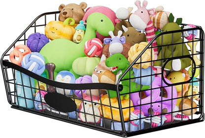 Dog Toy Basket - Durable Chew-Proof Dog Toy Storage Bin with Handles, Foldable Portable Metal Basket Organizer for Pet Toy Holder