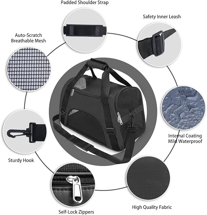 YLONG Cat Carrier Airline Approved Pet Carrier,Soft-Sided Pet Travel Carrier for Cats Dogs Puppy Comfort Portable Foldable Pet Bag,Airline Approved