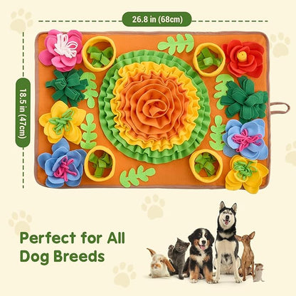 Avont Snuffle Mat for Dogs, Sniff Activity Interactive Sniffing Feeding Puzzle Slow Feeder for Puppies Cats Pets, Stress Relief Foraging Skills Brain Stimulation Enrichment -Floral