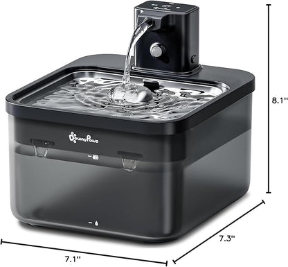 DownyPaws Cat Water Fountain Cordless, 84oz/2.5L Fursink Wireless Pet Water Fountains for Cats Indoor, Battery Operated Cat Drinking Fountain with Motion Sensor, Ultra Quiet Pump, BPA-Free, Black Pro