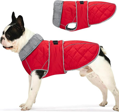 Dog Coat, Warm Dog Winter Coat for Medium Dogs, Waterproof Jacket with Adjustable Buckle & Velcro, Reflective Turtleneck Cold Weather Coats, Pet Fleece Vest Snow Jacket (Red, XS)