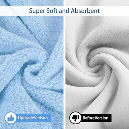 Pet Bathrobe Towel Dog Cat Drying Coat Super Absorbent Cute Dogs Bath Towel Hooded Robe Adjustable Collar & Belly Strap for XSmall to XLarge Pets (Blue, Small)