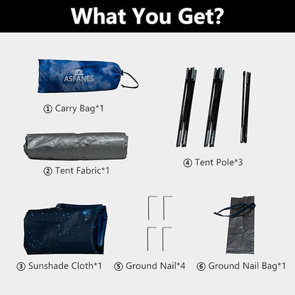 Outdoor Waterproof Pet Camping Tent, Cave Bed for Indoor Cats and Small Dogs, Portable Cat House Dog House, 21.6x21.6x14.9'', Navy Blue, S. (The Pole has Been Improved)