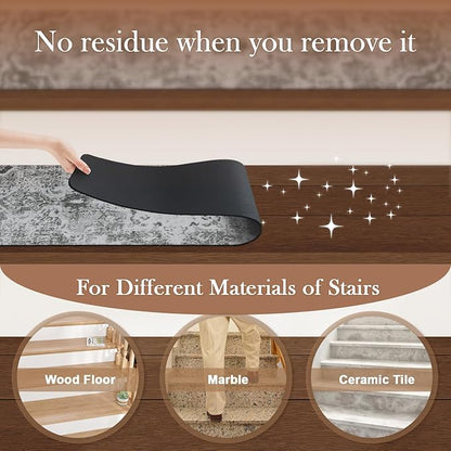 OJIA Stair Treads Non Slip Stair Runners for Wooden Steps Indoor, 15PCS 8"x30" Rubber Backing Carpet Treads for Wood Stairs Staircase Step Treads for Kids & Dogs, Stair Covers Safety Mats