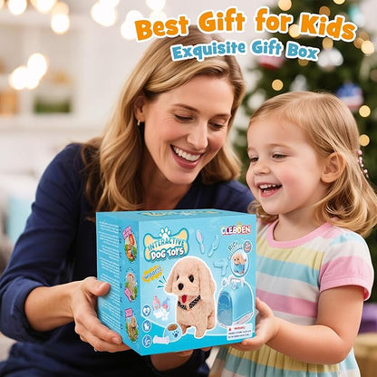14pcs Robot Dog Toys for Kids Girls Boys 3-6, Realistic Electronic Interactive Plush Toy Dog with Walk & Bark, Pretend Play Puppy Pet Care Playset, 3 4 5 6 Year Old Girl Birthday Gift Ideas