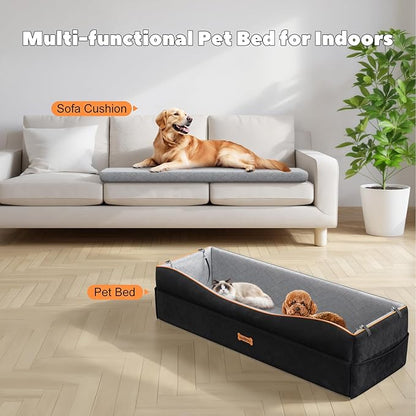 Car Seat for Large Dog, Dog Booster Seats for 2 Medium or 3 Small Dogs Under 100Lbs, Pet Car Seats with 2 Safety Leashes, Dogs Sofa Bed Cushion Add Thick Sponge, Pet Cars Carrier for Travel
