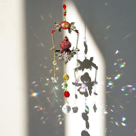 H&D HYALINE & DORA Cardinal on A Branch Suncatchers for Windows 17.5 Inch Crystal Sun Catcher with Metal Chain and Hooks Christmas Birthday Gift for Bird Lovers Women