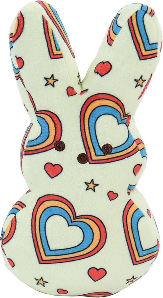 Animal Adventure | 9" All Over Print Hearts Shaggy Bunny Peeps Plush | Easter Basket Stuffed Animals for Kids | Marshmallow Candy | Huggable Soft Plushie Stuffers Toy | Collectable Gifts | Aged 3+