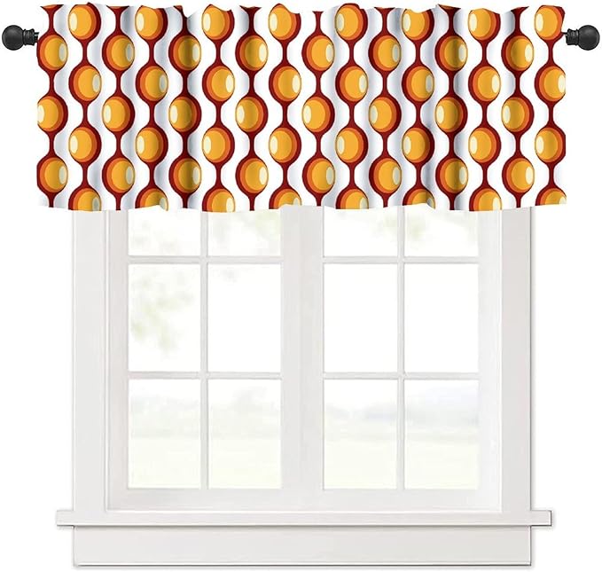 Vintage Geometric Pattern Valance Curtains, 1970S 1960S Retro Groovy Bauhaus Mid Century Modern Window Curtain Valance for Bedroom Living Room Kitchen 54x18inch
