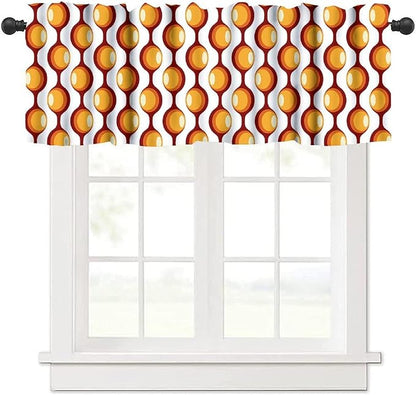 Vintage Geometric Pattern Valance Curtains, 1970S 1960S Retro Groovy Bauhaus Mid Century Modern Window Curtain Valance for Bedroom Living Room Kitchen 54x18inch