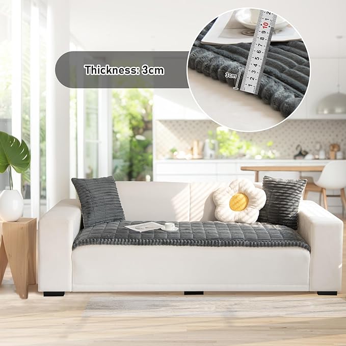 LiveGo Pet Couch Cover Dogs Washable Non-Slip Couch Protector Pet Friendly Dog Mat for Couches and Sofas (Dark Gray, 90x160 cm / 35.4x63 in)
