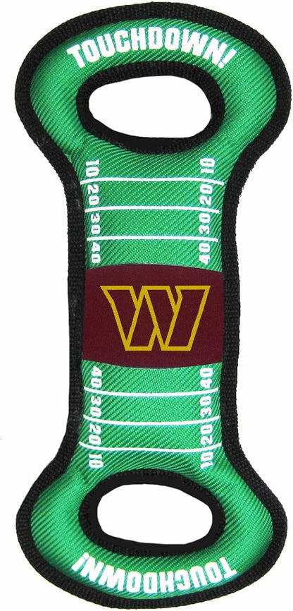 Pets First NFL Washington Commanders Football Field Dog Toy with Double Rim Stitching & Inner Squeaker, Team Color (WAC-3030)