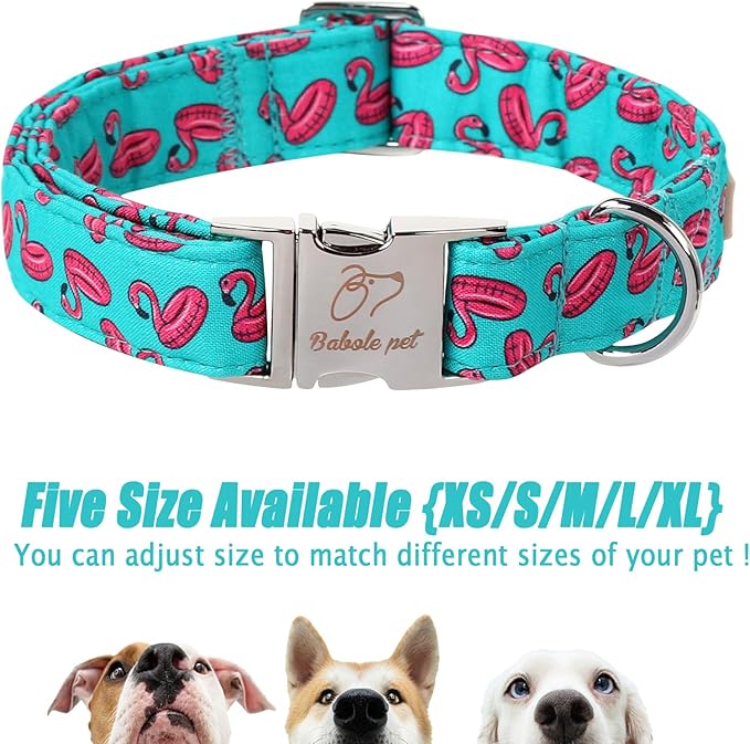 Summer Dog Collar, Cool Flamingo Float Pet Collar with Metal Buckel, Durable Adjustable Designer Dog Collars for Small Medium Large Dogs XS