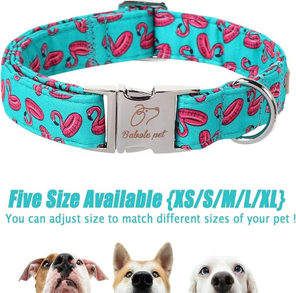 Summer Dog Collar, Cool Flamingo Float Pet Collar with Metal Buckel, Durable Adjustable Designer Dog Collars for Small Medium Large Dogs XS