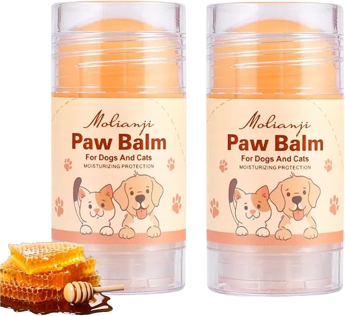 Dog Paw & Nose Balm Stick for Dogs & Cats, 2 Pack 1.41oz/40g, Mess-Free Lick-Safe Paw Wax for Hot Pavement & Winter Salt/Snow, Moisturizes Dry, Cracked Paws & Noses, Beeswax Olive Oil VIT E