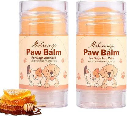 Dog Paw & Nose Balm Stick for Dogs & Cats, 2 Pack 1.41oz/40g, Mess-Free Lick-Safe Paw Wax for Hot Pavement & Winter Salt/Snow, Moisturizes Dry, Cracked Paws & Noses, Beeswax Olive Oil VIT E