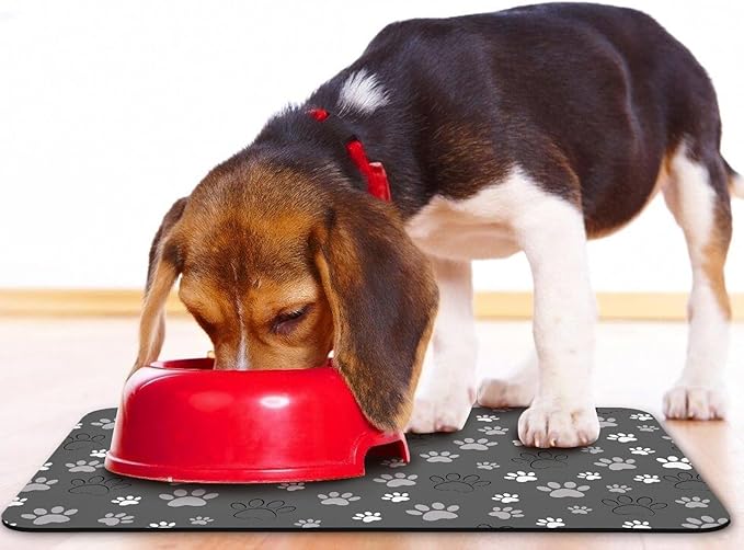 Dog Food Mat, Absorbent Water Bowl Mats Cat Pet Feeding Placemats Dark Gray 24 * 32 inch