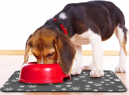 Dog Food Mat, Absorbent Water Bowl Mats Cat Pet Feeding Placemats Dark Gray 24 * 32 inch