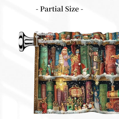 Worltoldb Christmas Bookshelf Curtain Valance Short Rod Pocket Window Treatment for Living Room Bedroom Kitchen Bathroom 1 Panel 54" W x 18" L