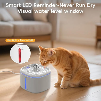 Cat Water Fountain,84oz/2.5L Pet Cat Fountain – Ultra Quiet Upgraded Automatic Pet Water Dispenser with 8 Replaceable Filters, Indoor Cat & Dog Drinking Bowl