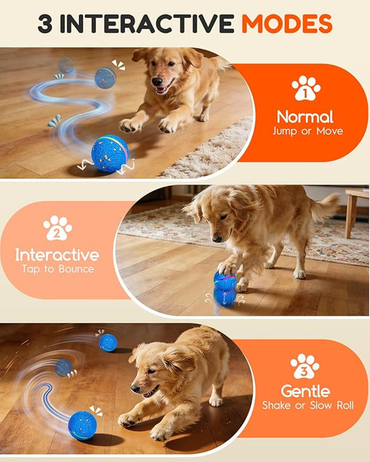 Smart Interactive Dog Toys, Automatic Moving Rolling Bouncing Dog Ball for Medium & Large Dog Breeds, E-TPU Durable & Waterproof, with Irregular Motion to Encourage Active Play