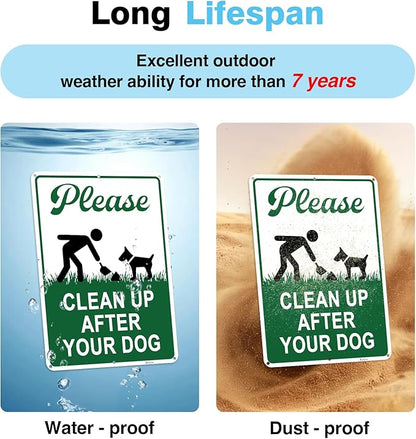 Clean Up After Your Dog Signs, 10x7in Optional Accessory Bundle, Please Pick Up Your Dog Poop, no poop signs for yard Keep Off Grass,1pc,zinclue
