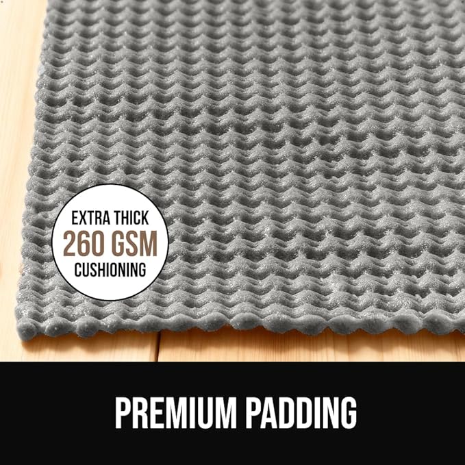 GORILLA GRIP Premium Dual Sided Extra Thick Rug Gripper Pad for Hardwood Floors, Breathable Slip Resistant Pad Grips Under Carpet Area Rugs for Hard Surface Floor Protection, Easy Trim Mats, 2x3, Grey
