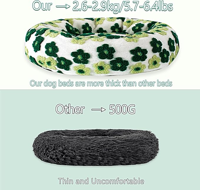 39 Inch Calming Dog Bed for Large Dogs, Round Anti-Anxiety Warm Bed, Soft Cozy Anti-Slip Donut Washable Pet Bed, Fits up to 100 lbs Pets