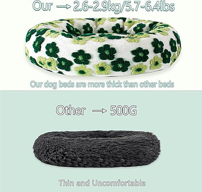 39 Inch Calming Dog Bed for Large Dogs, Round Anti-Anxiety Warm Bed, Soft Cozy Anti-Slip Donut Washable Pet Bed, Fits up to 100 lbs Pets