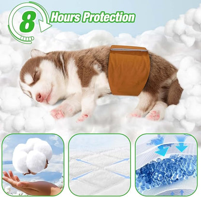 Dog Diaper Liners Booster Pads, 150ct Disposable Dog Diapers Inserts Male Female for Washable Doggie Belly Bands Wraps Covers Period Panties(Regular)