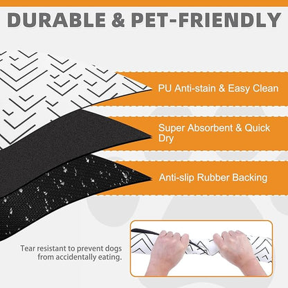 KOOLTAIL Dog Food Mat, Absorbent Pet Feeding Mat for Food and Water Bowls, Placement Pad for Floors with Waterproof Rubber Backing, Quick Dry Water Dispenser Mat for Dogs Puppy Cats, Large, 17"x28"