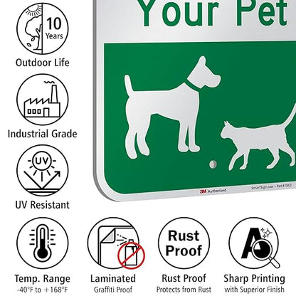Please Clean Up After Your Pet Sign, 18 x 12 inch, 63 mil thick, 3M Laminated Engineer Grade Reflective Aluminum Sign by Smartsign, Made in USA