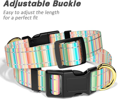 Reflective Dog Collar, Cute Dog Collar for Extra Small Dogs, Soft Nylon Puppy Collar for Boy and Girl Female Dogs, Adjustable Pet Collars with Quick Release Buckle, Colorful Watercolor Art