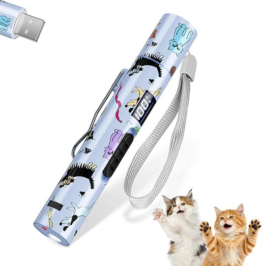 TBTeek Cat Toy, Battery Screen, Cute Fun Creative Body, Rechargeable, 7 Adjustable Patterns, Interactive Kitten Pet Dog Chase Toy for Fun Chase Play Exercise (1pcs)