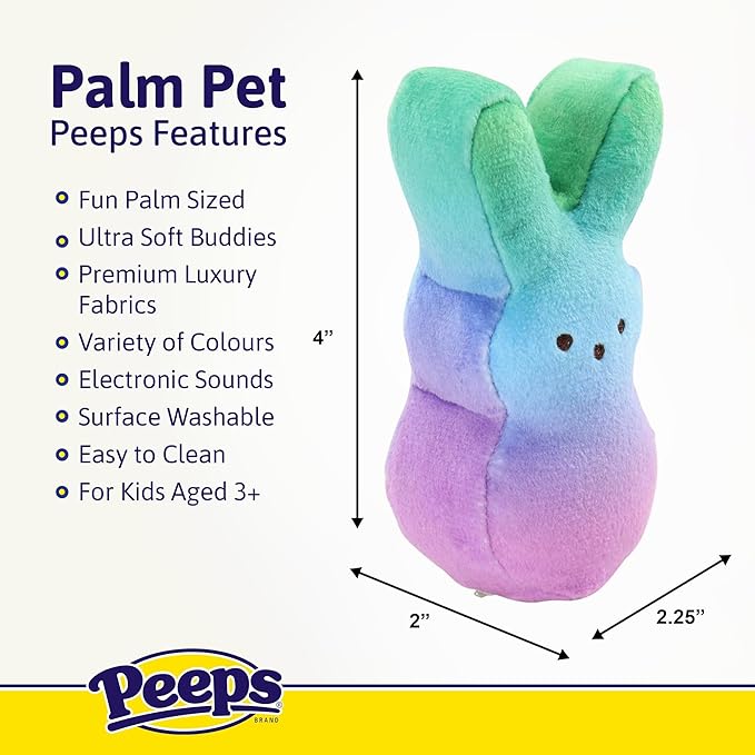Animal Adventure | 4" Purple Unicorn Palm Pet Bunny Peeps Plush | Easter Basket Stuffed Animals for Kids | Marshmallow Candy | Huggable Soft Plushie Stuffers Buddy Toy | Collectable Gifts | Aged 3+