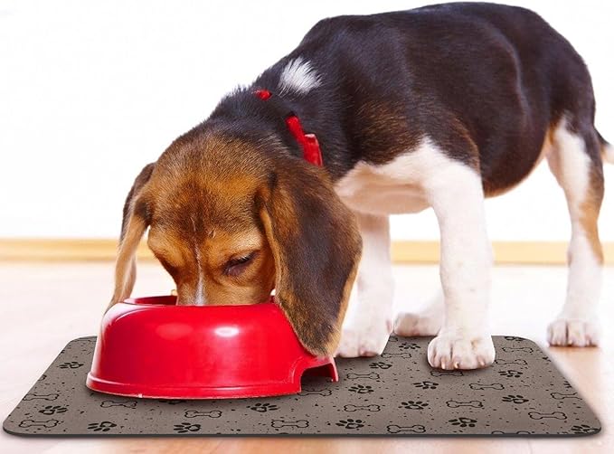 Dog Food Mats,Cat Absorbent Water Bowl Feeding Mats Pet Placemats for Food and Water Spot 17 * 30 inch