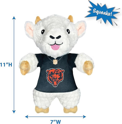Pets First NFL Chicago Bears Goat Plush Toy for Dogs and Cats with Squeaker, Wearing a Team Jersey! Fun & Sporty Goat Shaped Dog Chew Toy, Interactive Pet Toy