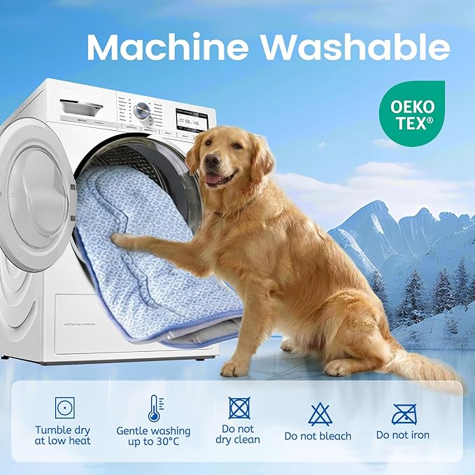 Dog Cooling Mat, Thick Cooling Mat for Dogs with PCM & Thermochromic Tech, Dual-Sided Durable Waterproof Cool Dog Bed Mat for All-Year Use, Q-Max>0.5, Machine Washable, Non-Toxic - L(26" x 35")