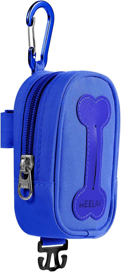 Dog Poop Bag Holder for Various Leashes,Hands Free Dogs Bag Holder with Hook loop/Carabiner Clip,Dogs Poop Bags Rolls Holder-Large Capacity,Dog Walking,Blue